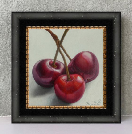 "Trio", cherry painting