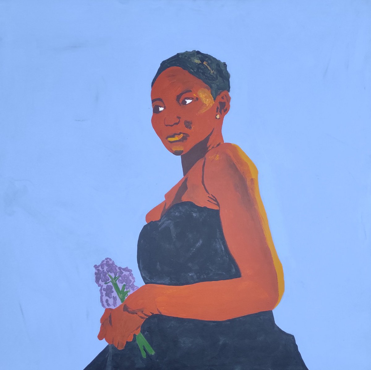 The Flower Girl By Emmanuel Akolo, 36 X 36, Artwork For Sale On Artfinder