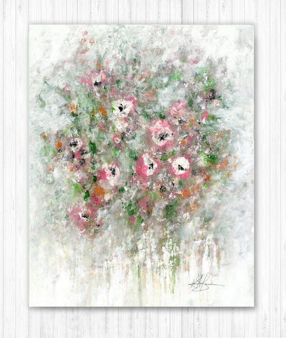 Cottage Chic Blooms - Floral Painting by Kathy Morton Stanion