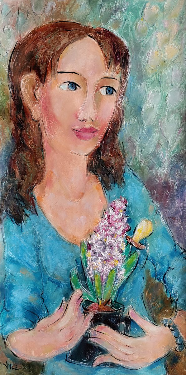 Girl with Hyacinth by Valentina Yevmenenko