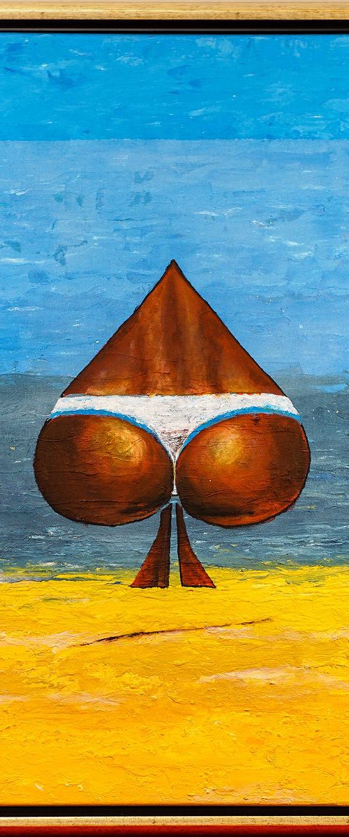 Original Semi-Surrealistic painting "Ass of Spades". Signed, Handmade artwork. by Retne