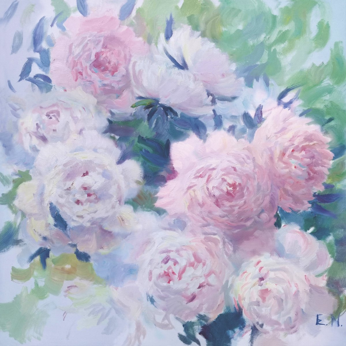 Peonies in the garden by Nina Ezerskaya