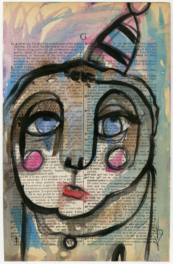 Funky Face 2020-25 - Mixed Media Painting by Kathy Morton Stanion