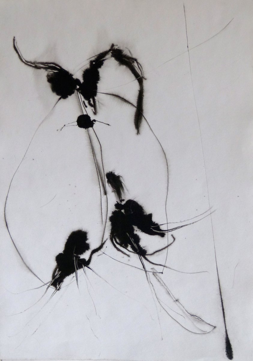 Expressive Portrait Ink Drawing By Frederic Belaubre, 11 X 17, Black And White Minimalist, Original Artwork