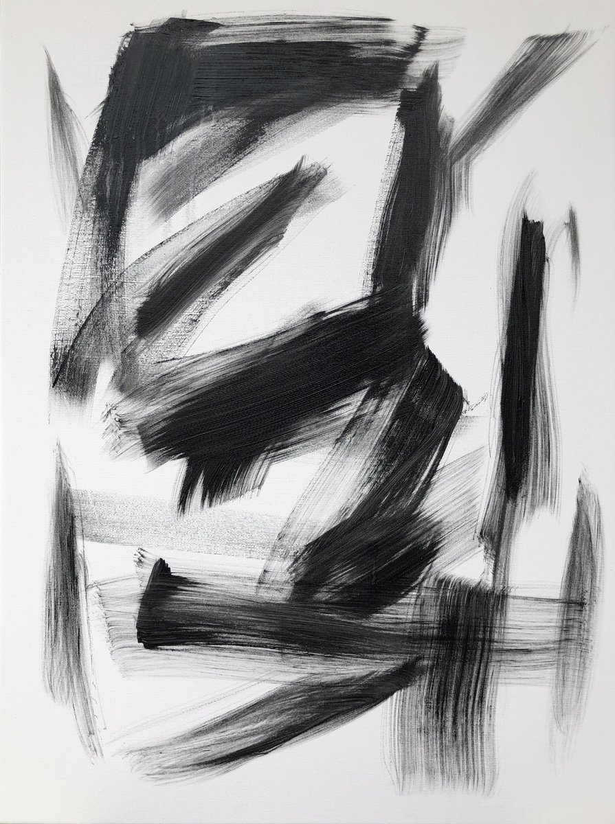 -Flaying- black and white abstraction monochrome, minimalism by Nataliia Krykun
