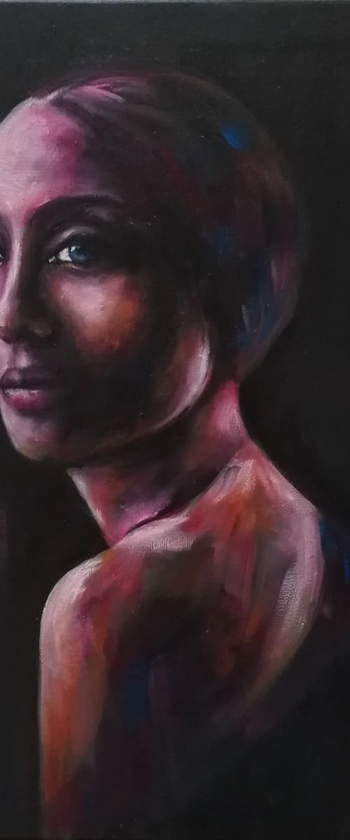 Woman oil portrait painting by Mateja Marinko