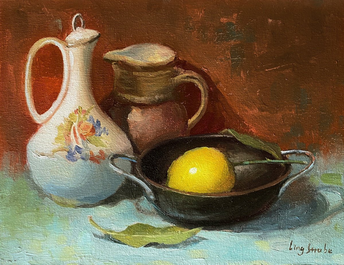 Impressionistic Still Life Oil Painting By Ling Strube, 12 X 9", Still Life #3, Original Artwork