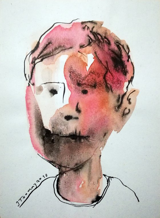 Small Portraits 1, Ink and watercolor on paper, 10x14 cm