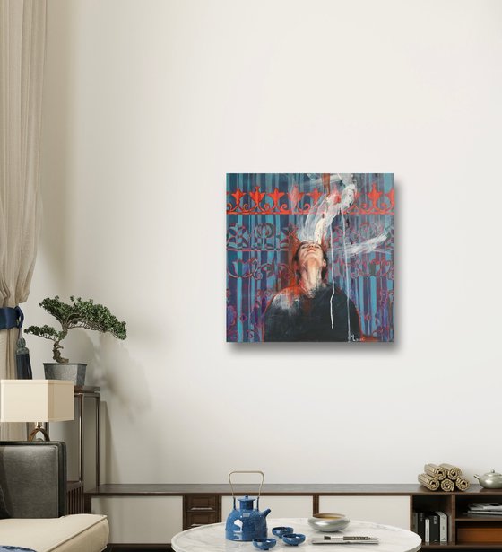 Powerful abstract woman  with folk ornament