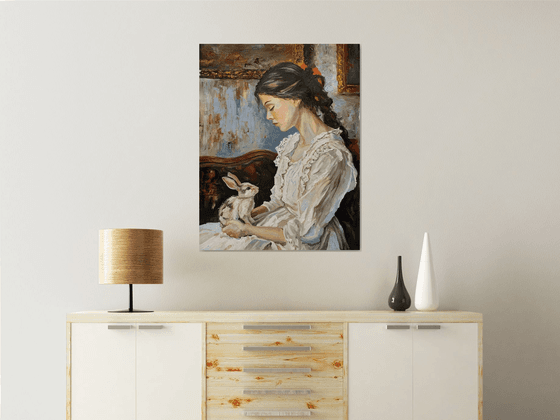 Young woman with a Bunny.
