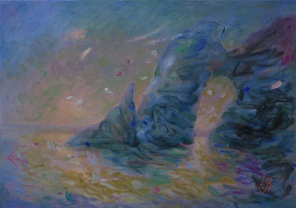 Impressionistic Landscape Oil Painting By Irina Smirnova-Seymour, 33 X 23, Torquay Arch, Original Artwork