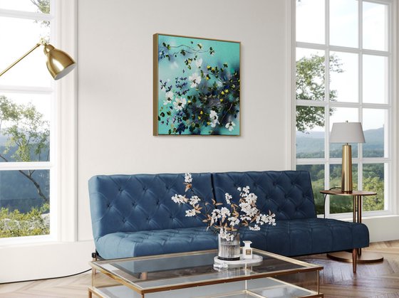 Golden Buds in Turquoise Air