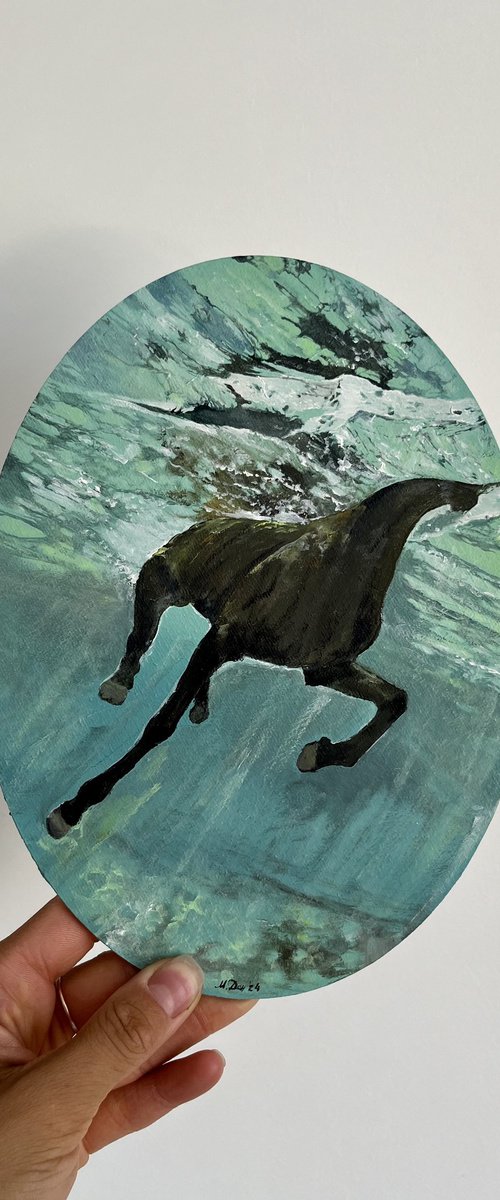 Horse swimming by Myroslava Denysyuk