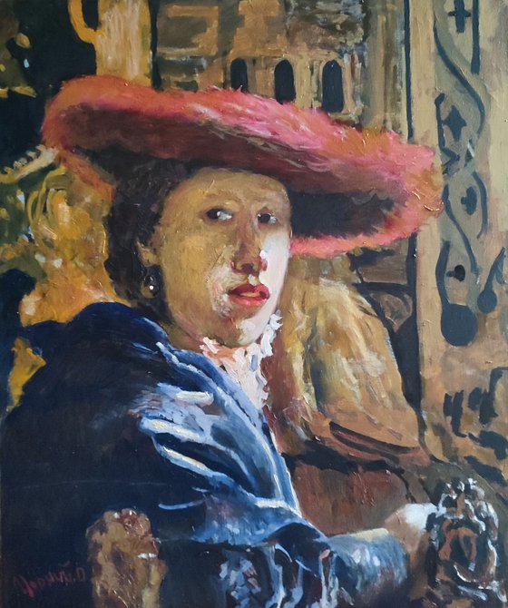 Girl in the Red Hat — Tribute to Vermeer