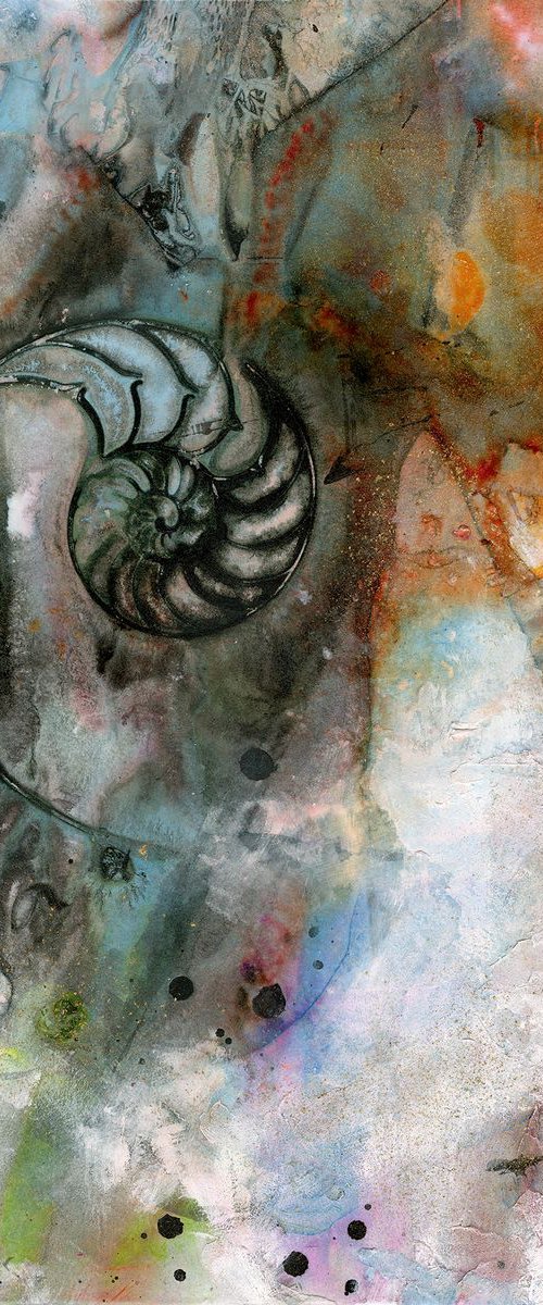 Searching For Tranquility 4 - Abstract Nautilus Shell Painting by Kathy Morton Stanion