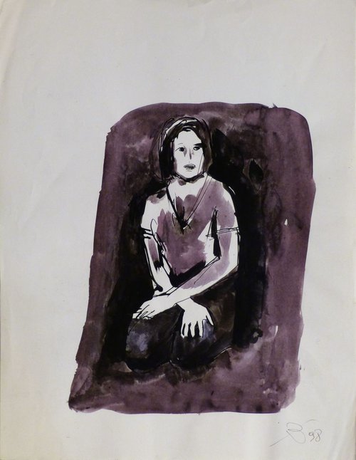 Sitting Model, study 2, 30x39 cm by Frederic Belaubre