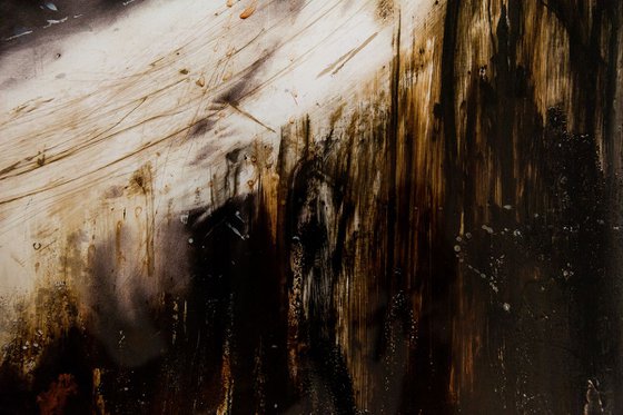 "Cry no more" (80x60x3cm) - Unique portrait artwork on wood (abstract, portrait, gouache, original, epoxy, painting, acrylic, oil, watercolor, wood)
