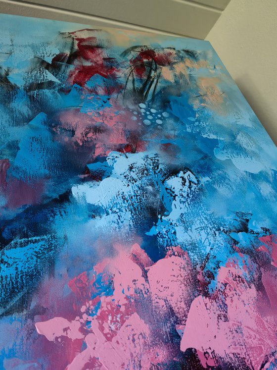 "Abstract Floral Symphony" from "Colours of Summer" collection, XXL abstract flower painting