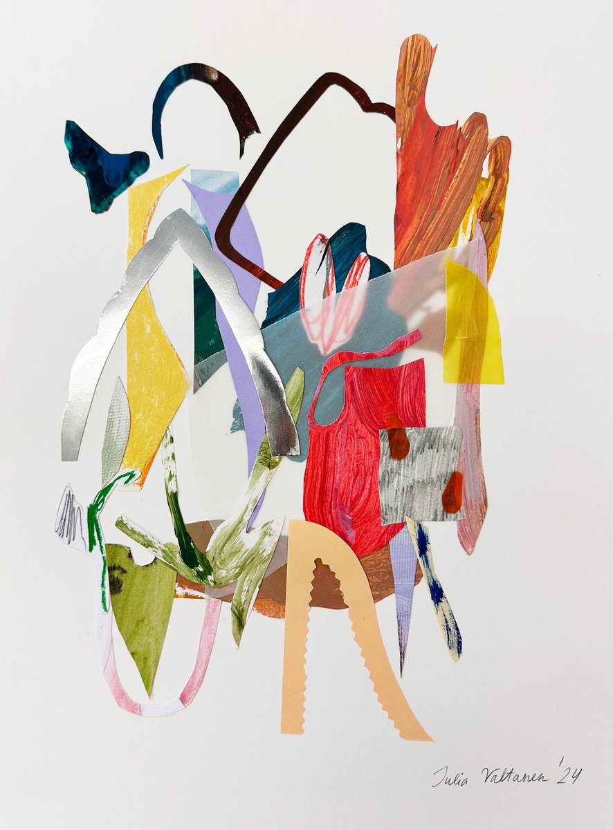Organic Abstract Collage By Julia Valtanen, 12 X 16", Outdoor Games, Original Artwork