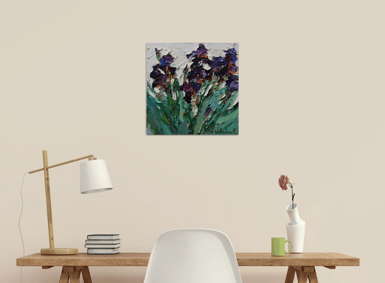 Irises - Original  impasto oil painting