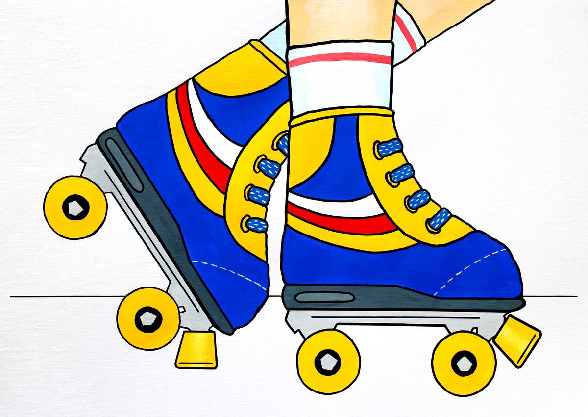 Retro Roller Skate Painting on Unframed A3 Paper Acrylic painting by