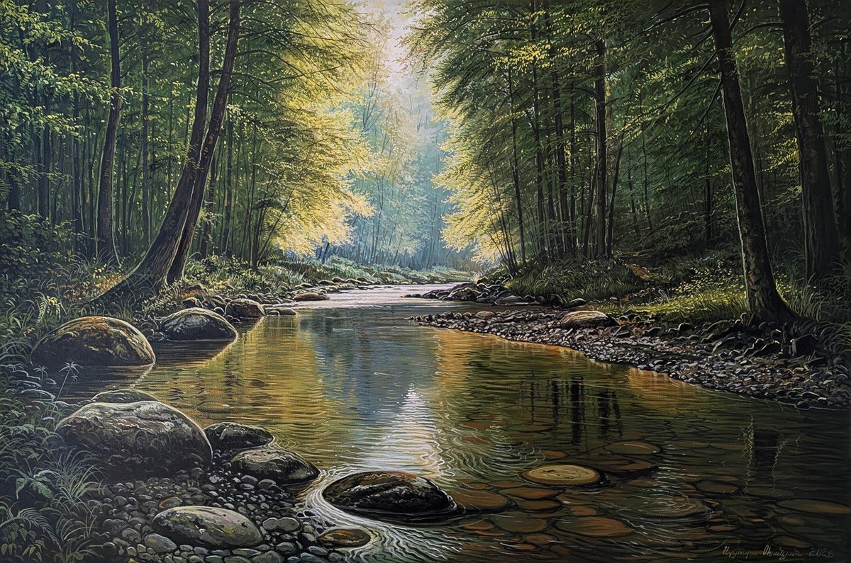 Photorealistic Oil Painting , Virginal Woodland By Stepan Ohanyan, 35 X 24, Artwork For Sale On Artfinder