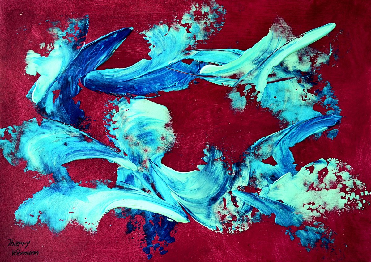 Abstract Acrylic Painting By Thierry Vobmann. Abstract ., 17 X 12", Ideal Gift 143, Original Artwork