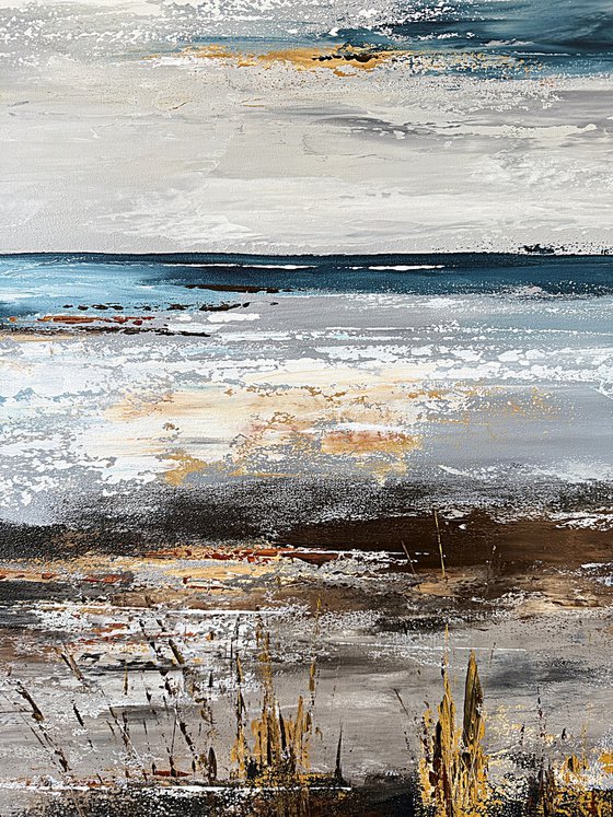 Large Seascape-Ochre Tidal Reflections