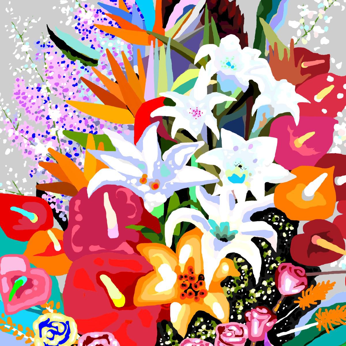 Giclee Print , Flowers Iii-B By Alejos, 17 X 17, Artwork For Sale On Artfinder