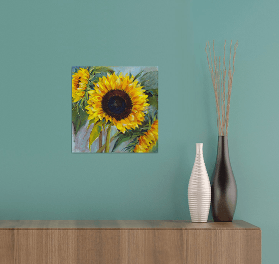 Sunflower painting, Sunflower acrylic painting, Floral Wall Art, Floral painting, yellow flower