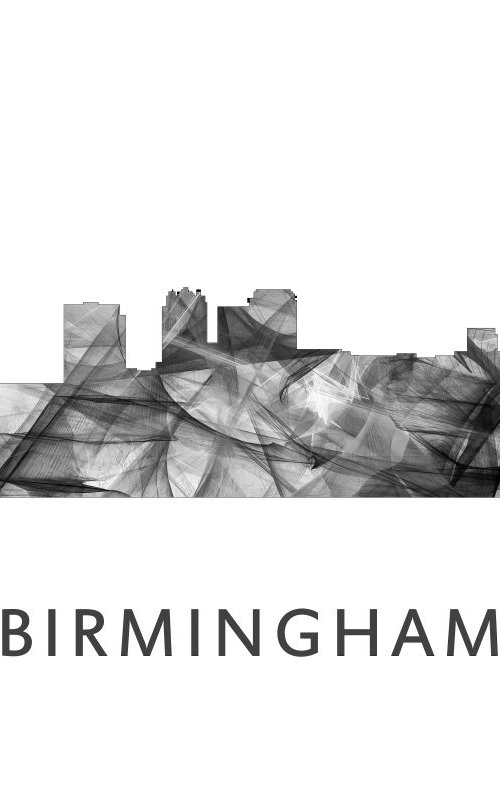 Birmingham Alabama Skyline WB BW by Marlene Watson