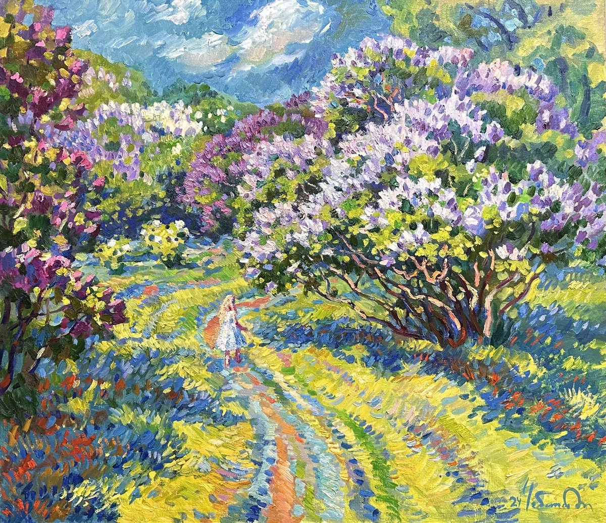 Impressionistic Botanical Oil Painting By Andrii Chebotaru, 45 X 39, - Angel - ?, Original Artwork