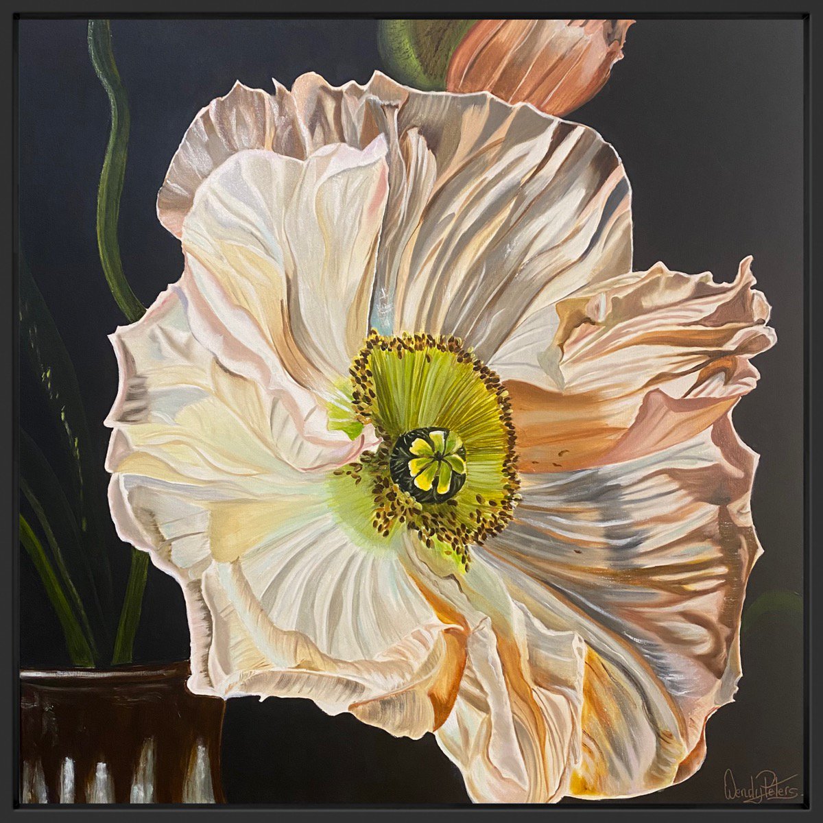 Organic Botanical Painting By Wendy Peters, 25 X 25", Poppy