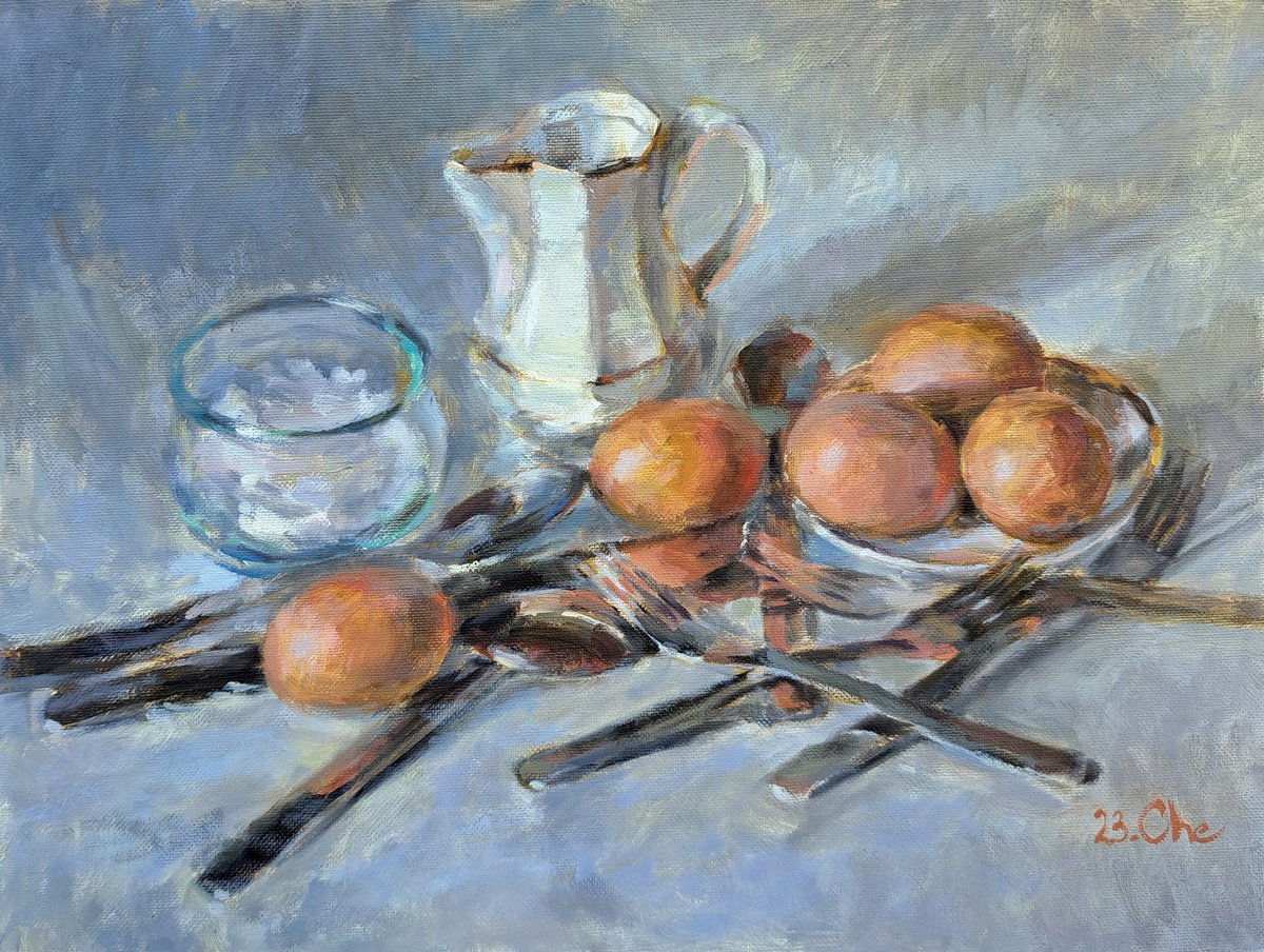 Eggs and Cutlery by Liudmyla Chemodanova