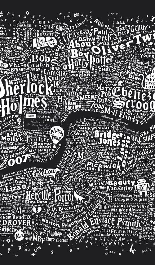 Literary London Map (Dark Blue Plike) by Dex