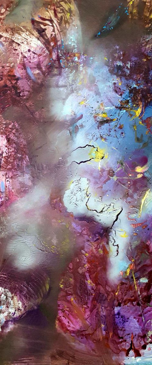 Creator of vibrations playing with the light Sublime oneiric large painting by romanian painter O KLOSKA by Kloska Ovidiu