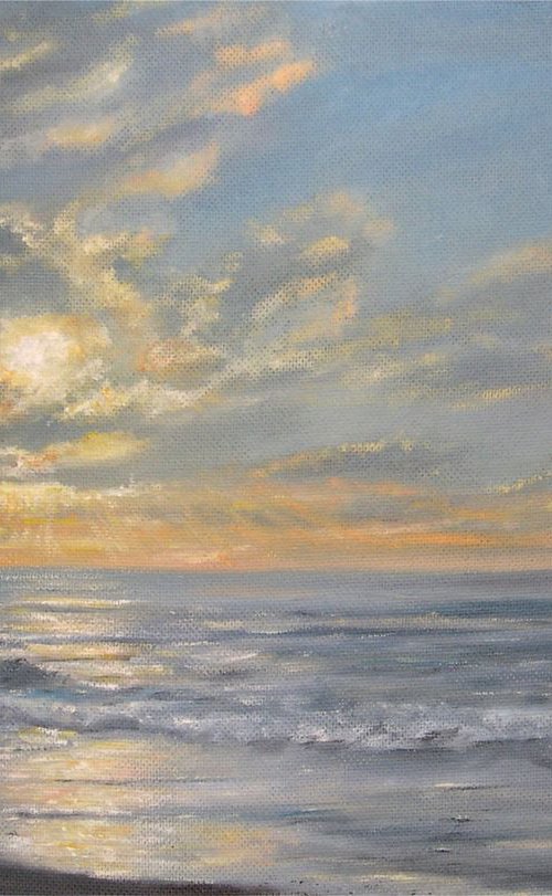 Atlantic Dawn - Golden Mile - acrylic 16X24 framed by Kathleen McDermott