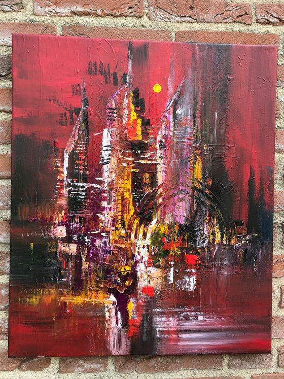 " NYC at night ” abstract Painting -50x60cm