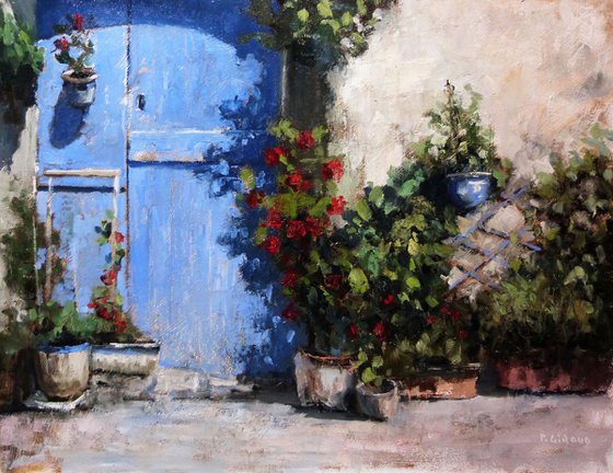 Provencal Door and Geraniums