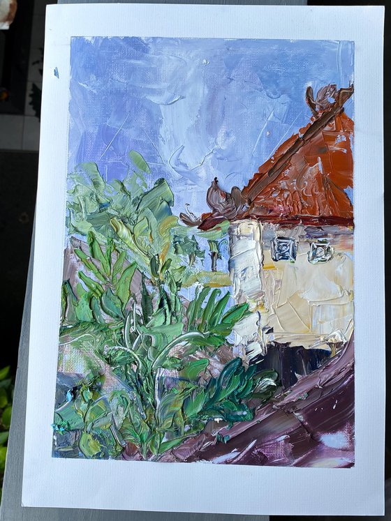 Bali Tropical House Oil Art