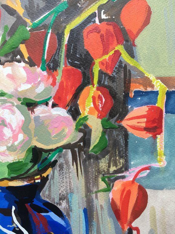 Roses and Physalis