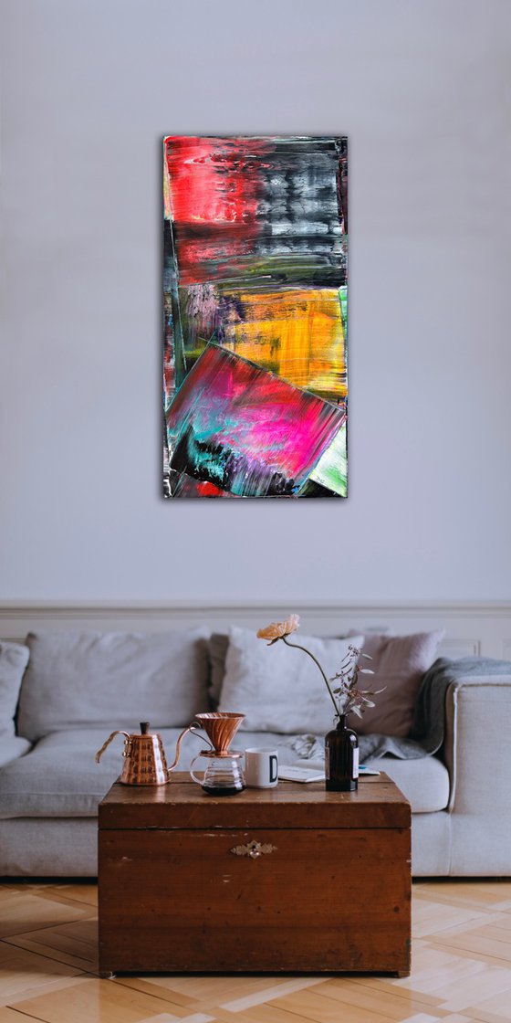 "Smooth Operator" - Original Large PMS Abstract Acrylic Painting On Canvas - 24" x 48"