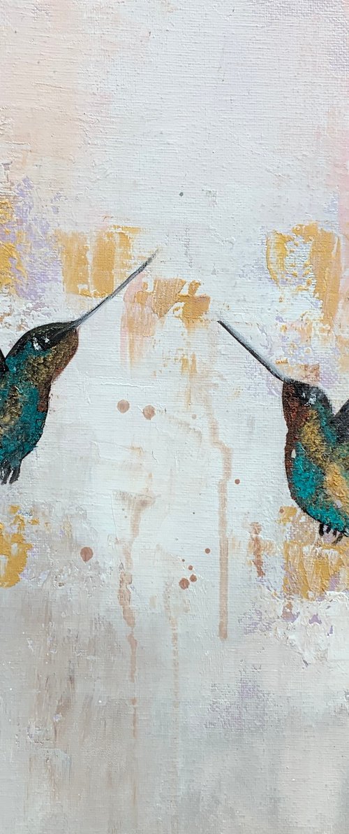 Love Birds ~ Hummingbirds in Flight by Laure Bury