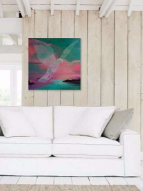 PEACEFUL (MEMORY OF ARTIST RENÉ MAGRITTE),FREE SHIPING by Boro Ivetic