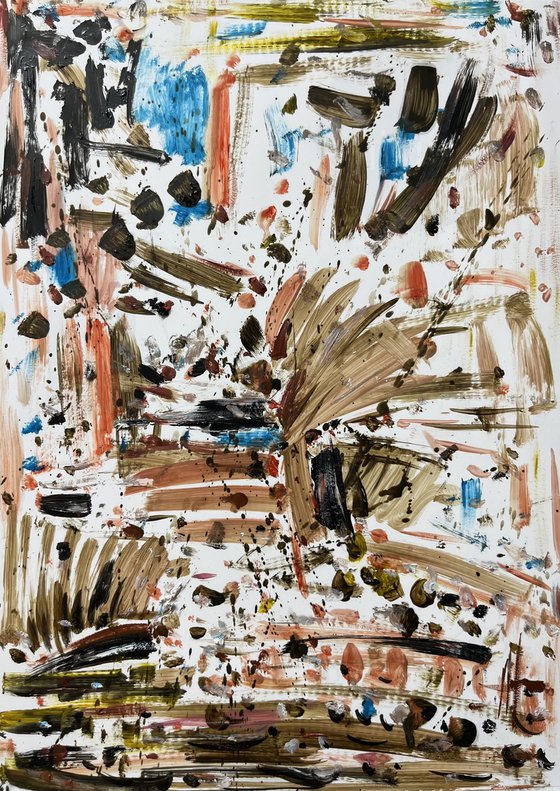 Stains and stairs. Abstract expressionist oil painting