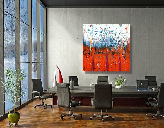 Orange Sky - XL LARGE,  ABSTRACT ART – EXPRESSIONS OF ENERGY AND LIGHT. READY TO HANG!