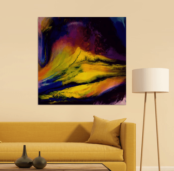 "Nordic magic", Contemporary resin  painting on  board, 100x100x1,2cm, ready to hang