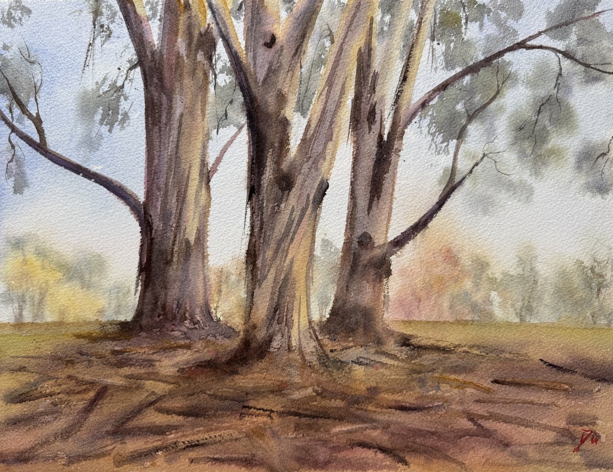 Impressionistic Botanical Watercolour By Shelly Du, 16 X 12", The Three Musketeers, Original Artwork