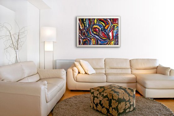 "Be Brave" - New Framed Abstract Oil Painting On Glass