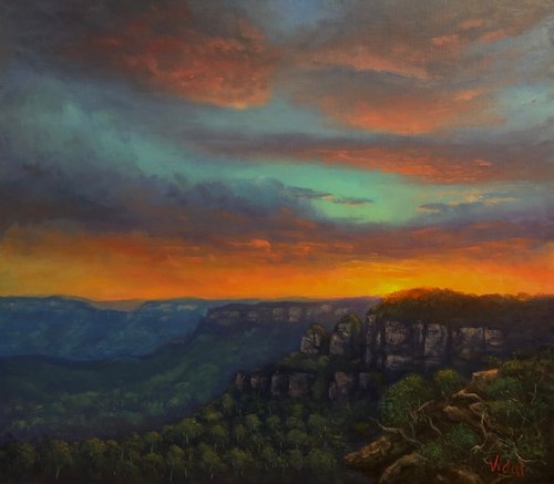 Sunset on Three Sisters from Leura by Christopher Vidal